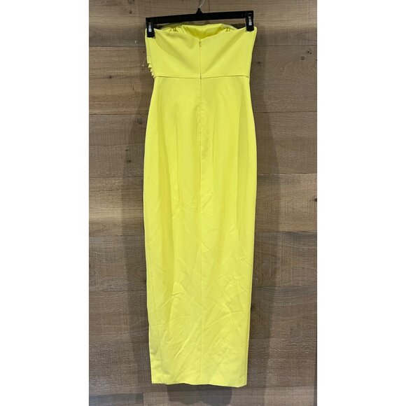 NWT Jewel Badgley Mischka Pleated Strapless yellow Sheath Gown maxi dress size 4 - Picture 8 of 11